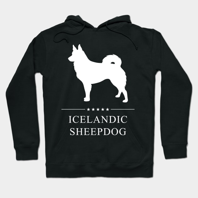 Icelandic Sheepdog Dog White Silhouette Hoodie by millersye